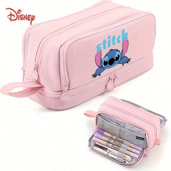 Disney 1 pieza Estuche de lápices de escritorio de Disney, Portaplumas multifuncional con 4 capas y cremallera, Adecuado para uso escolar y de oficina, El mejor regalo para un amigo.