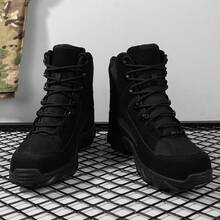 بوت التخييم والتنزه في الهواء الطلق للرجال، بوت أمنية للعمل، بوت قتالية عسكرية متوسطة الارتفاع متينة، مناسبة للملابس الكاموفلاج، البعثات، الإنقاذ، قوات الدلتا، تدريب ساحة المعركة الصحراوية - الأسود - مشاهدة 3