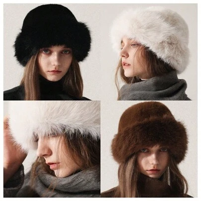 1件装秋冬新款女冬季毛呢帽欧美韩版保暖时尚纯色小脸百搭蒙古帽加厚