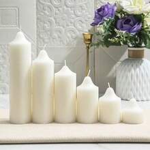 1/5pcs White Tapered Cylinder Aromatherapy Candle, Smoke-Free & Dripless, Suitable For Home Decoration, Home Ornament/Wedding Candle/Dinner Party/Church Candle/Emergency Ceremony/SPA, Festival Candle (White, Multiple Sizes)