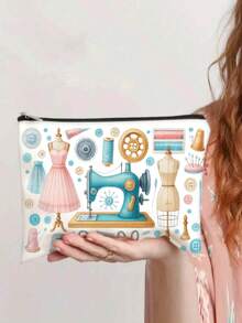 1 件缝纫工具和工艺品展示化妆包 - 轻质拉链化妆包，双面印花，适合存放洗漱用品和硬币，是送给女性、生日、圣诞节、情人节、缝纫配件、圣诞礼物的完美礼物