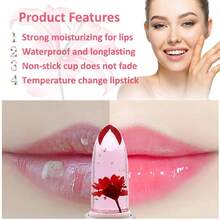 3 Pack Crystal Flower Jelly Lipstick,Magic Color Changing Lipstick,PH Clear Temperature Color Changing Lip Gloss,Lip Balm,Long Lasting Nourishing Moisturizing Lip Stick