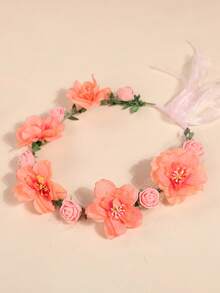 1 pièce Couronne de fleurs de style champêtre élégante pour mariée, accessoire de cheveux romantique pour mariage, festival, costume. Accessoire de cheveux pour femmes, voyage, anniversaire - Prune - Voir 18