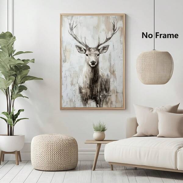 قطعة واحدة، لوحة فنية على قماش بتصميم رأس الغزال الأنيق، ديكور فني حديث بدون إطار، مناسب للمنزل والمكتب والغرفة والصالة والدراسة والحمام والبار، ديكور منزلي مثالي كهدية عطلة