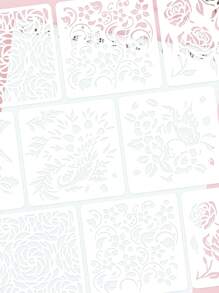 6PCS Multifunctional Hollow Template Set With Petal And Leaf Element Design PET Material Template, Waterproof And Durable, Can Be Washed And Reused. Suitable For Diaries, Scrapbooks, Drawing Books, Canvas, Wood Boards And Wall Decorations, It Is An Ideal Choice For Handicraft Enthusiasts And Artists.,For School Supplies,Back To School