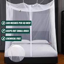 Mengersi Mosquito Net For Bed Canopy With Zipper,Canopy Bed Curtains Single Full,Queen King Size Bed,Mosquito Netting For Patio,Camping,Bug Net For Camping,White - Ivory - View 5