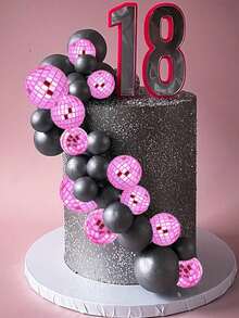 6 Pieces Pink Disco Ball Cake Toppers, Reflective Mirror Ball Cake Toppers, Mini Disco Mirror Ball Decorations - Plastic Reflective Silver Decorative Pendants, Mirror Ball Reflective Glass Balls, Home Hanging Decorations, Suitable For 70s Disco Themed Party Decorations Birthday Holiday Party Decorations, Disco Themed Party Background