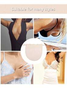 3/1 Set Women's Contrast Lace Bra Pads, 3/1 Set Woven Polyester Bust Enhancers, Invisible Anti-Peep Removable Bra Cups, Machine Washable Striped Bra Accessories - Multicolor - View 3