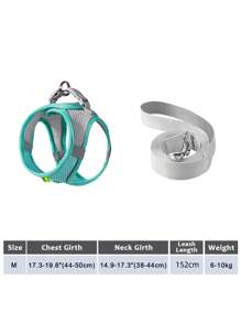 2pcs/Set Reflective Cat Dog Leash And Harness Set - Comfortable, Breathable Mesh Vest With Padded Nylon Lead For Small To Medium Breeds Pet Collars - No-Choke Design With Dual D-Ring