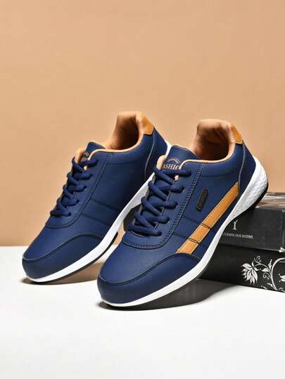 Men's Fashionable Breathable Running Shoes, Round Toe, Low-Top, Flat Heel, Mesh, Plus Size, Suitable For Cross-Border Style Outfit In 2000s, Valentine's Day