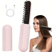 RAF 双功能便携式直发器/卷发器，USB充电式负离子美发梳，防烫充电，适合旅行，是送给女性的理想礼物。2200mAh电动直发梳，多功能直发器，负离子防烫造型工具，直发梳，情人节和圣诞节送给家人和朋友的最佳节日礼物。