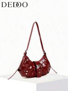 Dedoo 2024 Hot Maillard Style Retro Hot Girl Y2K Leopard Print One-Shoulder Christmas Gift - Burgundy - View 1