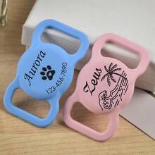 1 Pc Customized Silicone Airtag Case Pet Collar Holder, Engraved Pet Address Tag Holder, Personalized Gift For Pet Dog Cat