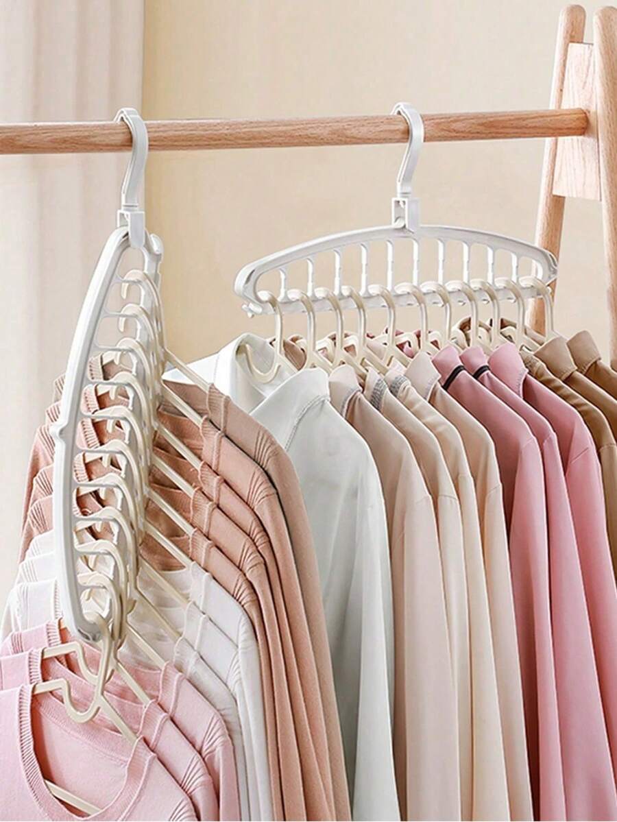 1pc Multi-Function 11-Hole Thickened Clothes Hanger Space-Saving Spiral Drying Rack Organizer For Home Bedroom Dorm Apartment Laundry Room Storage Solution Portable Wardrobe Hanger Stand Display Rack