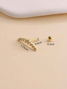 1pc Zirconia 9-Piece Rhinestones Cartilage Ear Stud, Minimalist & Practical Multifunctional - Golden 2 - View 8
