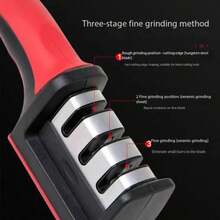 1pc Handheld 3-Stage Rapid Knife Sharpener With Non-Slip Base, Kitchen Knife Accessory Tool - Multicolor - View 9