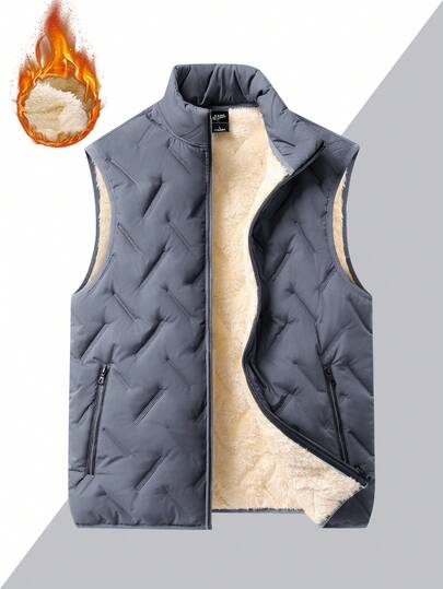 Chaleco acolchado de invierno con cuello alto para hombres, chaleco de borreguito para hombres, chaleco sin mangas con cuello alto, chaleco de forro polar para hombres, chaleco cálido para hombres