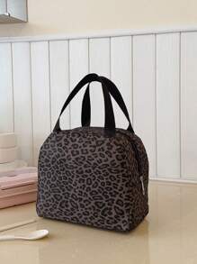 Portable Lunch Bag, Thermal Lunch Box, Bento Bag, Dinner Insulated Bag, Thickened Cute Lunch Fruit Bag For Students, Pink Leopard Print & Floral Lunch Bag, Women Insulated Cooler Bag, Autumn/Winter Fashion Leopard Print Women Wallet - Multicolor - View 8