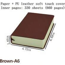 LAN Thick Sketchbook 660 Pages Notebook Soft Faux Leather Cover Journal 80GSM Paper Notepad Drawing Book Memo Writing Sketch Pad Diary NotebookGS5837 - màu nâu - Xem 2