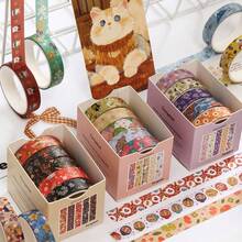 5 卷花卉印花和纸胶带，适用于 DIY、装饰、礼品包装、剪贴簿、规划师、派对装饰、学校用品、返校 - 彩色 - 查看 6