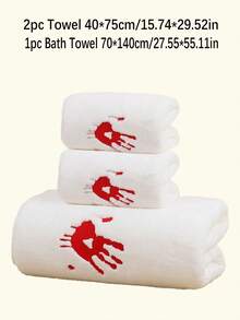 1/3 Stück Halloween Korallenfleece Blut-Handabdruck Herbst dekorative bestickte Handtücher oder Badetücher, Feiertags-Geschenk, Frohe Halloween, Feiertags-Dekor Dusch-Handtücher für Schönheitssalon, Hotel Sport, Zuhause Essentials, Handtuch, Hautpflege Badetuch