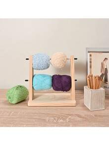 1 套木制纱线架，配有 12 个钩针、磁性纱针、针织工具、旋转纱轴、针织球绕线器、旋转纱旋转器、纱夹