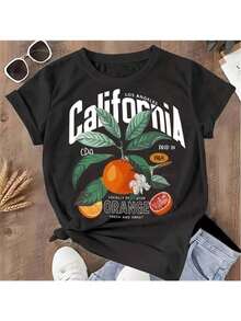 WOMEN'S SHIRT WITH ORANGE FRUIT PRINT