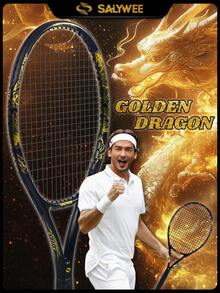 SALYWEE [Golden Dragon] Carbon Composite Tennis Racket | 50-60lbs Tension G2 Grip | Chinese Dragon Art Black/White Styles | Balanced Control & Power | Cultural Design Racket | Free Grip & Bag