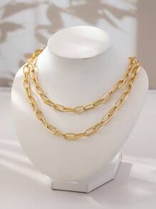 1pc Fashionable Minimalist Geometric Multi-Layer Necklace For Women, Suitable For Party And Daily Wear