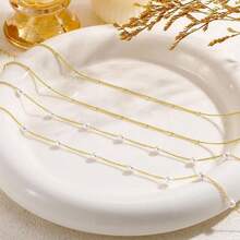 1 Set Of Two Summer New Beach Body Chain Women's Double-Layer Pearl Waist Chain Bikini Swimwear Waist Ornaments Music Festival Party Suitable For Girlfriends Small Gifts - Vàng - Xem 7