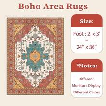 Runner Rug Hallways, 2'6x10' Washable Non Slip Kitchen Runner Rug, Long Boho Vintage Rust Hallway Stair Ultra Soft Print Floor Carpet Bedroom Bathroom Laundry Room, Home Decor - 復古橙 - 查看 3