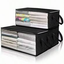 1 pieza Caja de almacenamiento de ropa plegable, bolsa de almacenamiento de gran capacidad, bolsa de almacenamiento de edredón de tela no tejida, bolsa de almacenamiento y transporte de edredón, bolsa de almacenamiento de equipaje de ropa, para almacenamiento y organización estacional