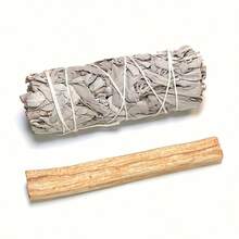 1 PC White Sage Bundles-Palo & 1 PC Holy Wood Santo Sticks Authentic,Peruvian Holy Wood Logs,Palo Santo Stick,Dried White Sage,For Smudging, Healing, Purifying, Meditating & Incense,Home Air Purification