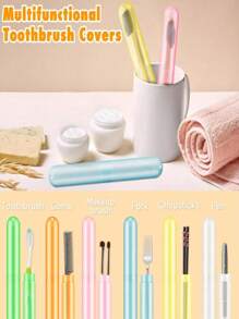 6/5/3/2/1pc Portable Colorful Dust-Proof Toothbrush Holder, Plastic Toothbrush Container, Travel-Friendly Dust-Proof Toothbrush Case, Suitable For Daily Use And Travel, Plastic Toothbrush Storage Box