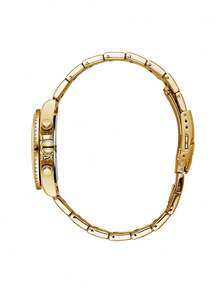 BIDEN 1 件女士手表，计时码表，防水，日历显示，不锈钢表带，时尚优雅石英女士手表 + 赠送钢带切割工具 + 赠送表盒 - 金色 - 查看 8