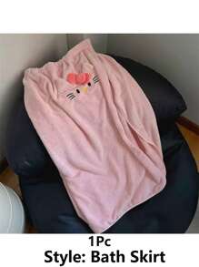 Sanrio 1 Stück Hello Kitty Bademantel Handtuch, süße rosa Korallen Fleece Katze, kann als Haarkappe verwendet werden, saugfähig und weich, ideal als Geburtstagsgeschenk für Freunde (einige Teile können zufällig sein), Duschhandtücher für Schönheitssalon, Hotel, Sport, Zuhause Essentials, Handtuch, Hautpflege