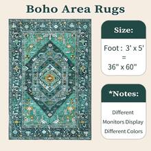 Runner Rug Hallways, 2'6x10' Washable Non Slip Kitchen Runner Rug, Long Boho Vintage Rust Hallway Stair Ultra Soft Print Floor Carpet Bedroom Bathroom Laundry Room, Home Decor - Teal/Multi - View 4