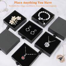 10pcs Jewelry Gift Boxes, 3.5 X 3.5 Inch Black Cardboard Jewelry Boxes, Bulk Small Jewelry Boxes With Lids, For Necklace Ring Earring Display Boxes, Earring Ring Necklace Storage Boxes For Women Storage Organizer Travel Essentials Back To School Dormitory Storage Fall Decor