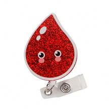 Blood Retractable D Card Holder Reel With Cute Cartoon Design, Nurse Hospital Badge Holder Office Lanyard 1pc - A - View 4