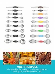 9pcs Magnetic Measuring Spoons, Stackable Measuring Spoons, Baking Measuring Spoons, Household Kitchenware Measuring Spoons, Stackable, Convenient Nesting And Storage, With American/Metric Mark-Leveler, Accurate Measurement,Suitable For Beverage Preparation, Baking And Cooking, And Kitchen Spice Seasoning Powder, Matcha Powder, Chocolate Powder, Coffee Powder, Oil,Kitchen Utensils,Kitchen Gadgets,Baking Measuring Gadgets. - - - View 7