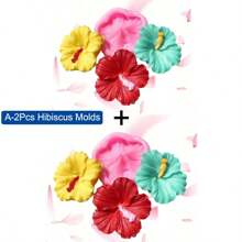 1/2 piezas Molde de silicona con flor de hibisco mini de cinco pétalos, candles de jabon 3D con forma de flor perfumada de arcilla de gypsum para hacer molduras, artesanía de resina y arcilla polimérica y decoraciones DIY