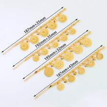 21k Gold Plated Coin Bracelet, Middle Eastern Muslim Style Fashion Pendant Bangle, Vintage Jewelry For Dubai Women Wedding Party - Pendant Bracelet - View 3