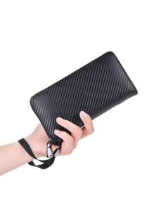 Portafoglio lungo da uomo con moda, posizione casuale multi-cavo, in morbida pelle, portafoglio da lavoro con chiusura lampo, porta-tasche, grande capacità