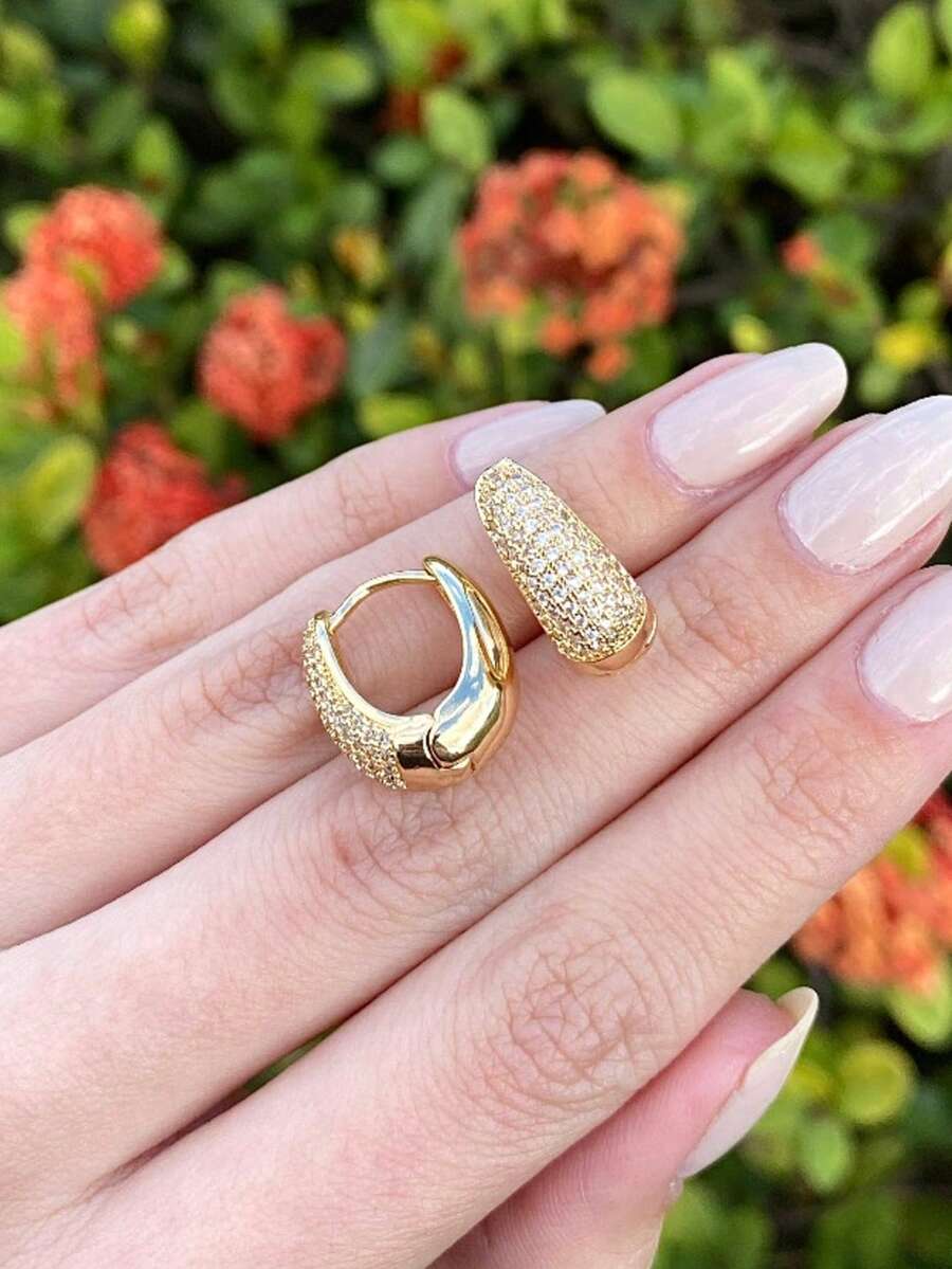Brinco Argola Gota Click Banhado a Ouro 18k