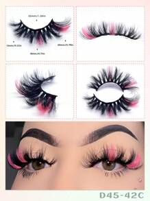 Flauschige, mehrfarbige Wimpern, 1 Paar 20mm Kunstmink-Wimpern in Naturfarbe, rot-braun-gelb farbige Wimpern für Make-up Wimpernstreifen, Wimpern, Kunstwimpern, Falsche Wimpern