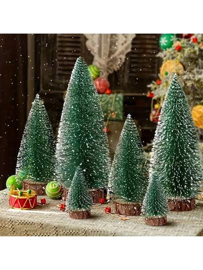 1/5 pezzi Mini Albero di Natale Artificiale - Albero di Natale in setole con base in legno, disponibile in 3 dimensioni, decorazione natalizia in cedro per feste, casa, tavolo da pranzo, decorazioni artigianali, decorazioni per la casa, decorazioni natalizie, decorazioni per la stanza, inverno