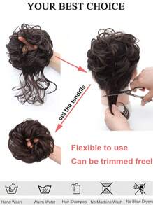 2 PIEZAS Pieza de cabello ondulado rizado sintético para moño de niños, extensiones de cabello corto, adecuado para que los niños usen pelucas, rosquillas, moños de cabello, accesorios para el cabello de niñas y diademas