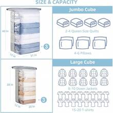 6 Pack Vacuum Storage Bags Cube Combo 3 Jumbo+3 Medium Vacuum Seal Bags For Clothing Bedding Blanket Space Saving Closet Organization - Kem - Xem 2
