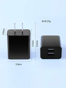 2-Port USB Wall Charger, Fast Charging Adapter Plug, Dual Port Smart Phone Charger Head, US Plug Nan - Black - View 2