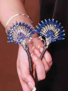 1 件新款中式孔雀发髻制作器，水钻孔雀发饰，独特设计，温柔、优雅、大气、优雅发饰，适合日常、度假、节日、派对、舞会，送给女朋友、朋友的完美礼物，发髻延长、发髻发片、发型夹、发夹、发夹、狂欢配饰